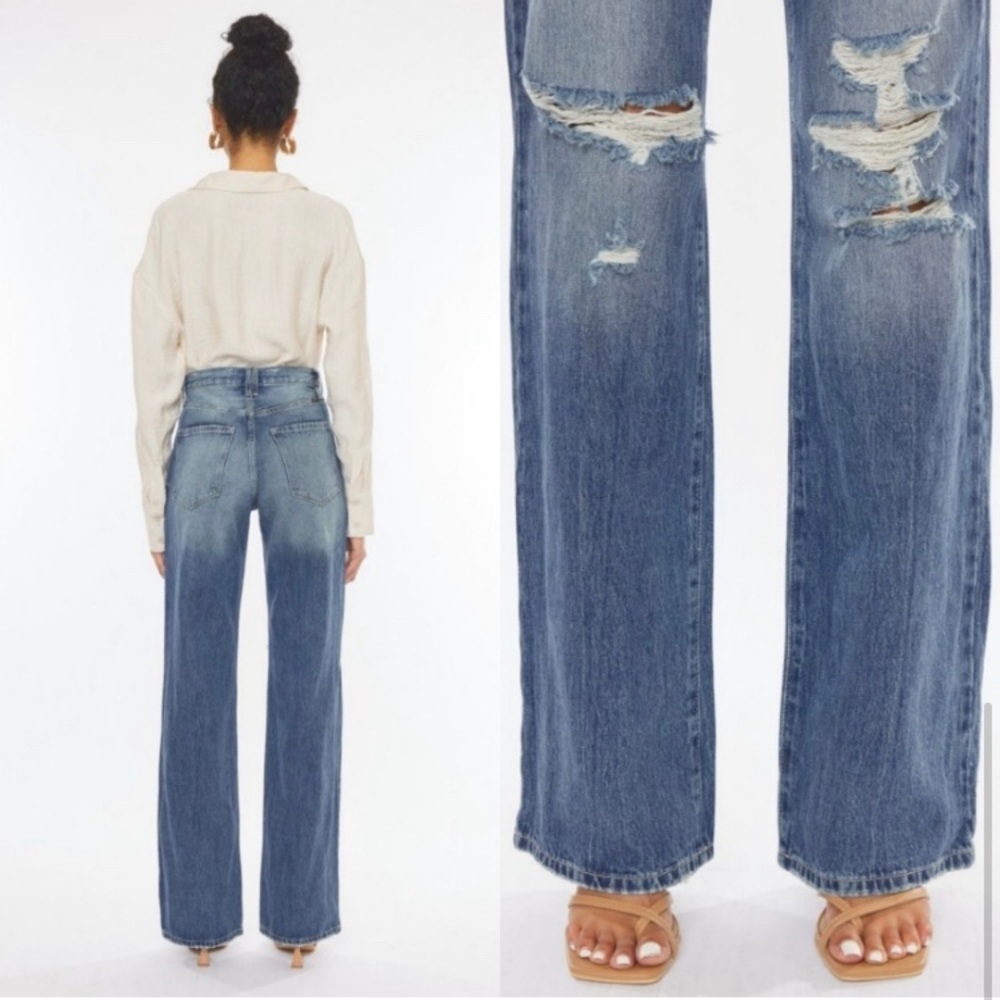 60057 KanCan High Rise Wide Leg Jeans (90’s Flare) - Picture 4 of 12